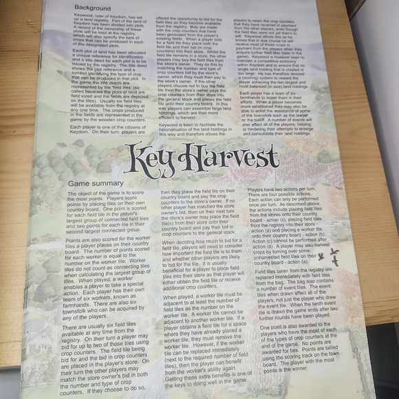 Key Harvest board game, complete, ages 10+ - Picture 8 of 8